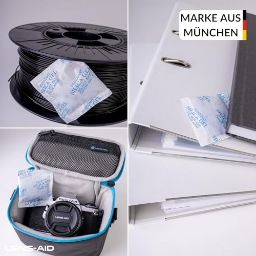 Lens-Aid Silica Gel Beutel Trockenmittel Orange regenerierbar mit Indikator als Trockenmittel Päckchen für Elektronik, Schmuck, 3D Druck Filament, Tasche, Schrank 1g 100Stk
