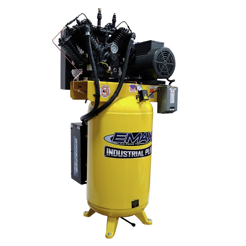 Emax Compressor EMAX Industrial Plus 10HP 3-phase 80 Gallon Vertical Compressor with Air Silencer