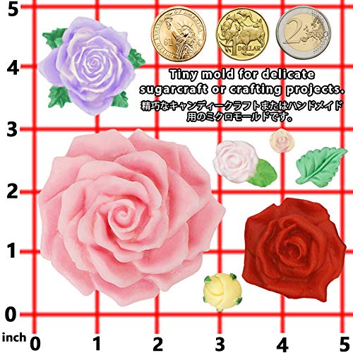 Funshowcase Large Roses And Flower Bud Fondant Candy Silicone Mold For Cake Decor, Cupcake Topper, Chocolate, Epoxy Resin Jewelry Casting, Homemade Soap, Candle Making, 7 Cavity Sizes 13X8.6X2.3Cm #TOP3
