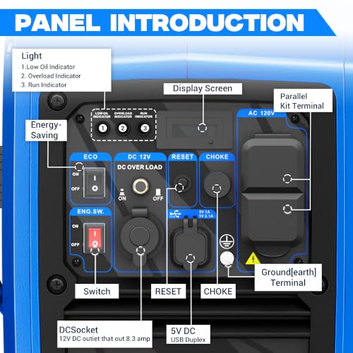 Image of 2450-Watt Dual Fuel Inverter Generator, Gas & Propane Portable Generator for Home Backup, Camping & RV, Super Quiet 59dB, 1.6 Gal Tank Up to 8.3 Hours, 120V EPA Compliant, Blue
