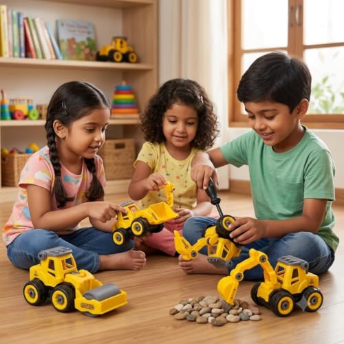 Image of DIY Construction Vehicles Set of 4 with Screwdriver