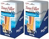 INABA Tuna Fillet Grilled - Friandises pour Chats en Filet de Thon - Bouillon Aromatisé au Pétoncle - Snack pour Félins Grillé et Riche en Antioxydants - Nourriture pour Chats - 12 Filets de 15g