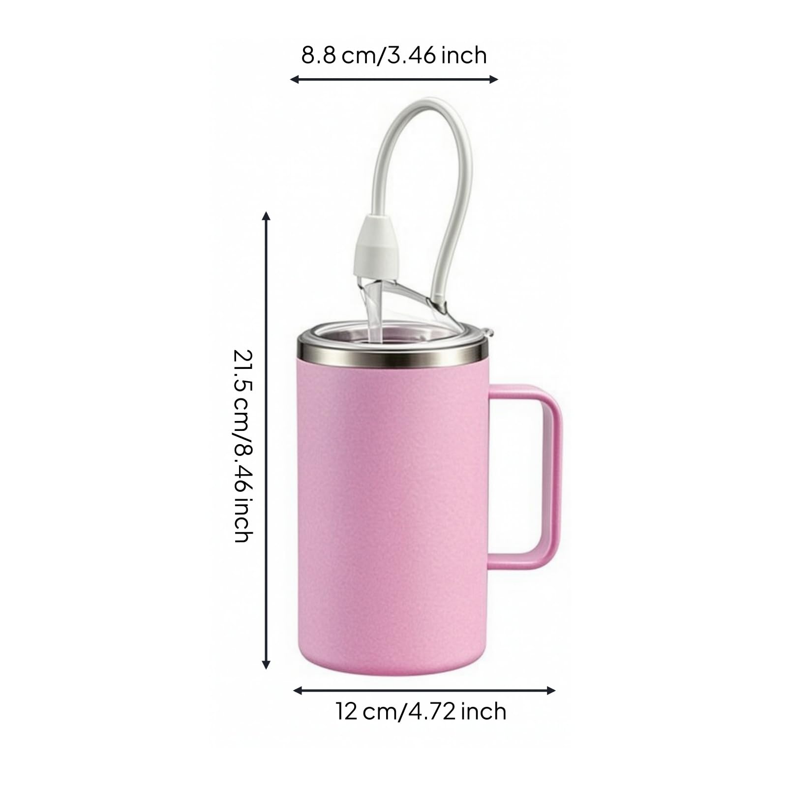 Senioren Trinkflasche Pflegebecher Isolierbecher Trinkhilfe Pflegebecher mit Deckel Edelstahl 304 Doppelwand für Lang Anhaltende Wärme mit, Kirschblütenrosa, 650ml