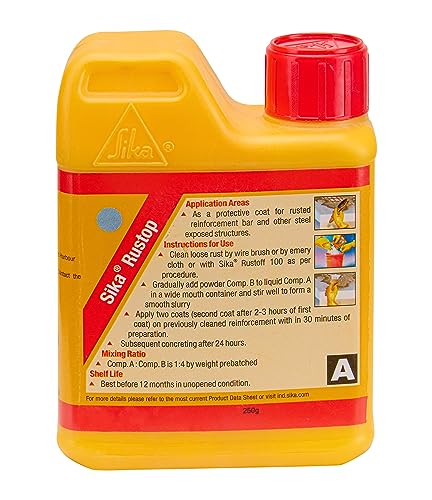 Image of Sika - Anti-corrosive coating - Sika Rustop - Protecting steel and concrete against corrosion - 2-component coating - Easy to use - 1,25kg (Pack of 2)