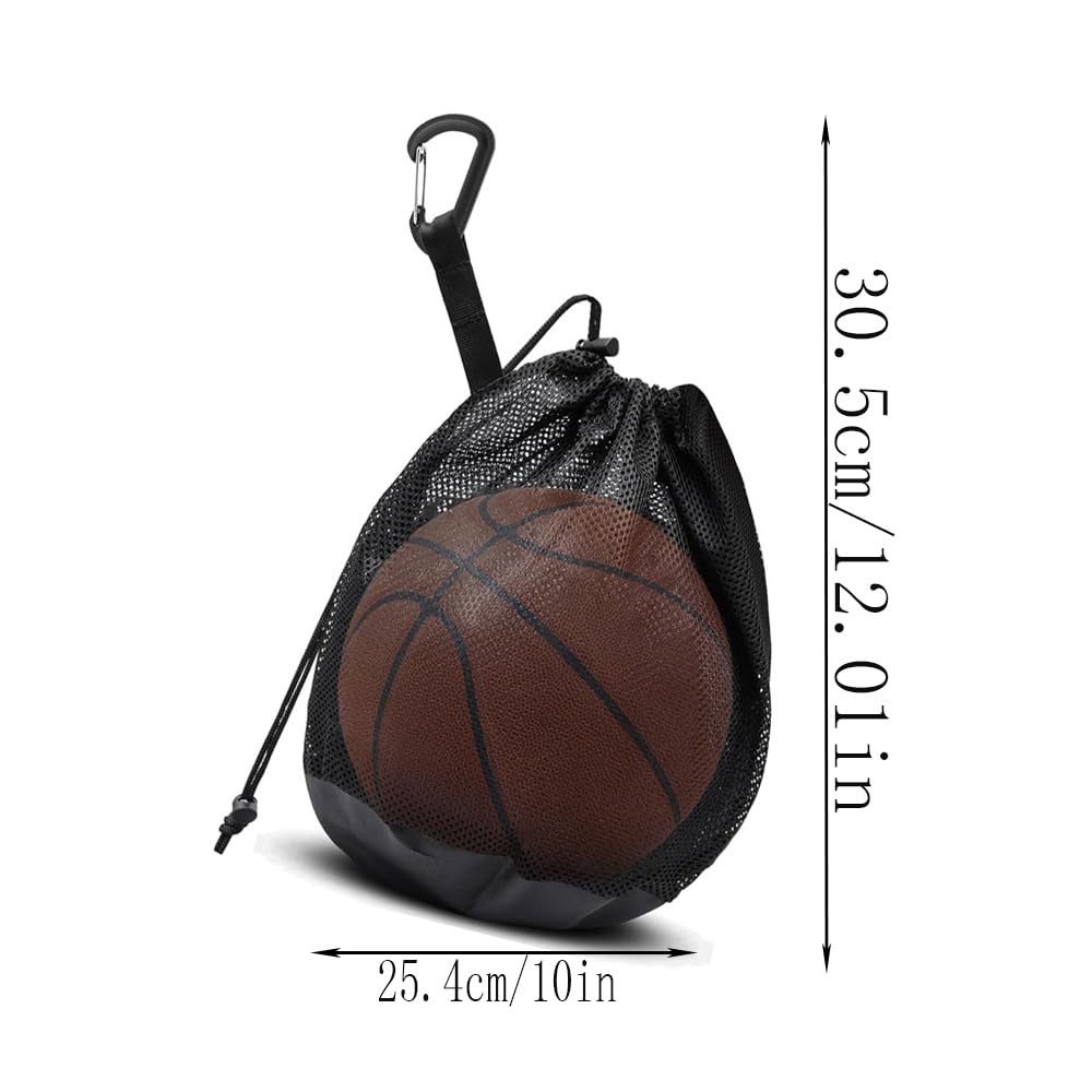 Lot de 2 sacs de basket-ball en filet, sac à dos, portable, sac de basketball, sac en filet, accessoires de football, volley-ball, accessoires de basketball, football, tennis, adultes