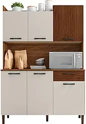 Armário De Cozinha Completa Genova Nogueira/Off White