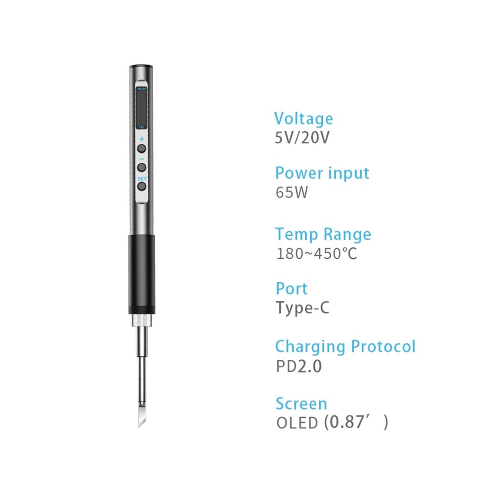 Przenośna lutownica elektryczna, metalowy korpus 65W DC 72W, stacja lutownicza z regulacją temperatury szybkie nagrzewanie Spawalniczy(With T12-K tip)