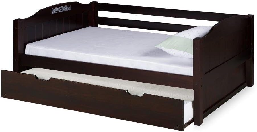 Day Bed With Trundle - Panel Style - Cappuccino