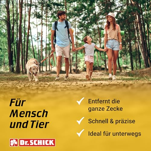 Dr. Schick Zeckenzange für Mensch und Tier - Zeckengreifer mit smartem Druckknopf - zuverlässiger Zeckenschutz zur einfachen und sicheren Entfernung von Zecken