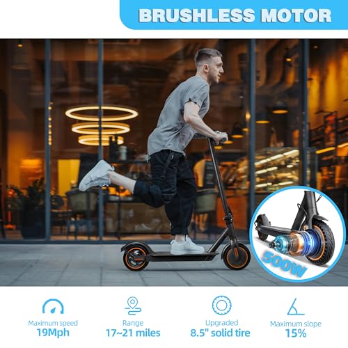 Electric Scooter, 8.5″ Solid Tires E-Scooter, Powerful 500W