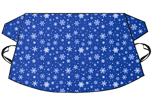 EcoNour Windshield Cover for Ice and Snow | Tough 600D Polyester Printed Fabric Windshield Frost Cover for Any Weather | Water, Heat & Sag-Proof Car Windshield Snow Cover | Standard (69" x 42")