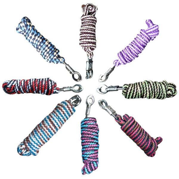 Brama-West Überraschungsbox Führstricke 10 Stück - für Pferde, Ponys, Shetty - Anbindestrick mit Panikhaken - Länge 2m - Bunte Farbmischung