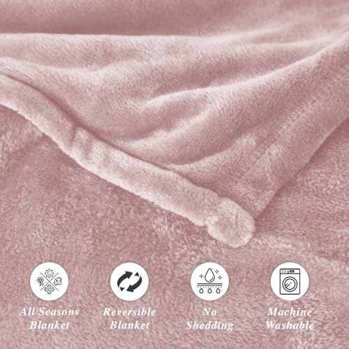 Image of Cloth Fusion Nimbus 280 GSM Fleece Blanket, Blush Pink, Single 58x86 inches | Double-Brushed Both Sides, Anti-Pilling Weave, Colour-Lock Dye, Reinforced Stitching, Machine Washable