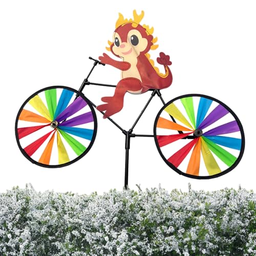Moulin À Vent – ​​ABS, 34,65 Pouces, Moulin Àvent Animal sur Vélo, Coloré | Spinner À Vent en Forme d'animal De Dessin Animé, Ornement Décoratif...