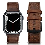 EDIMENS Leather Bands Compatible with Apple Watch 49mm 45mm 42mm 44mm Band Men Women, Vintage Genuine Leather Wristband Replacement Band Compatible for Apple Watch iwatch Series 9 8 7 6 5 4 3 2 1 SE3
