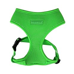 Puppia Arnês neon para cães acima da cabeça, não engasga, sem puxão, treinamento de caminhada para cães pequenos e médios, verde, médio
