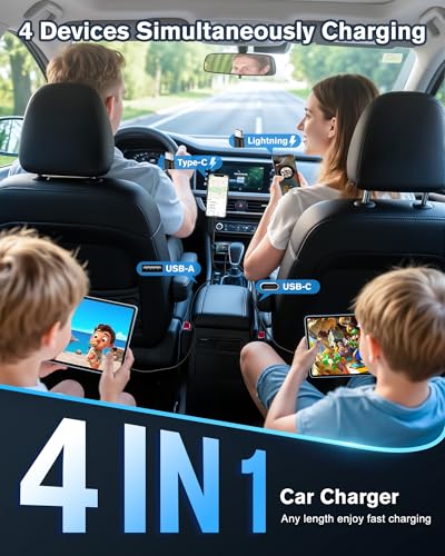 Chargeur automobile USB C rapide 66W WHATOOK avec câble rétractable et LED - 2
