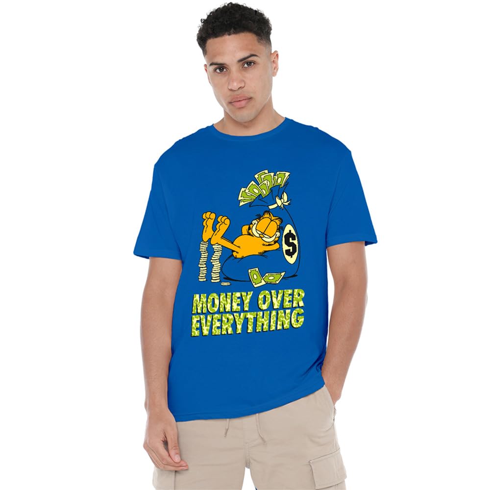 Garfield Men's Blue Money Is Everything T Shirt Royal in Size 2XL, Sports Direct