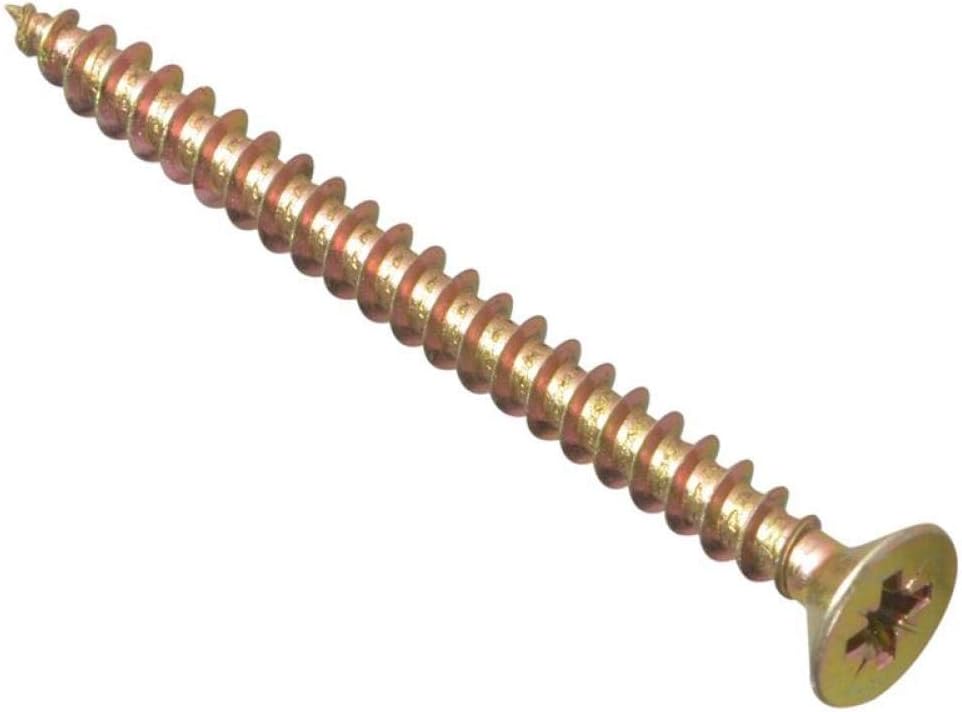 ForgeFix Multi-Purpose Single Thread Screws | 5.0 x 60mm | Zinc Yellow Passivated | Box 100