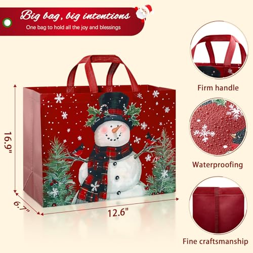 STYPOP 12 Pack 17" Extra Large Christmas Gift Bags, Reusable Non-Woven Christmas Tote Bags with Handles, Perfect for Gift Wrap/Party Favor Supplies, 16.9 * 12.6 * 6.8" - image 3