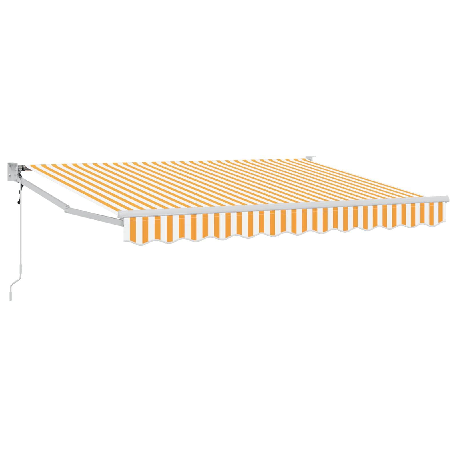 Brokky Toldo Motorizado 3.5 x 2 m Toldo Articulado Eléctrico con Mando a Distancia para Terraza, Jardín-Amarillo y-3,5 x 2 m-Marco Blanca