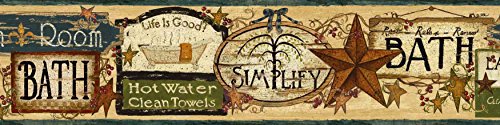 Chesapeake BBC65343B Latrine Good Life Signs Wallpaper Border, Blue