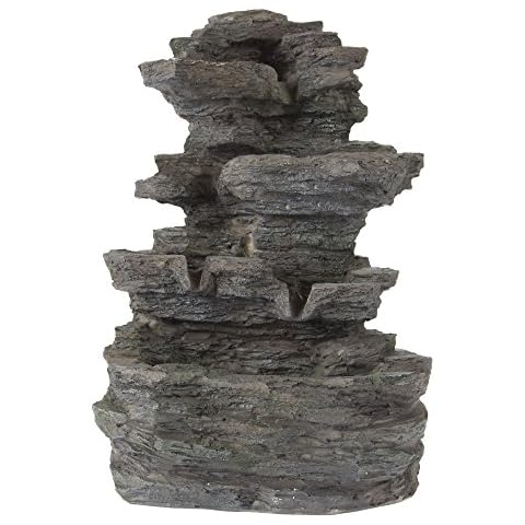 Tabletop Water Fountain with Cascading Rock Waterfall and LED Lights Cover