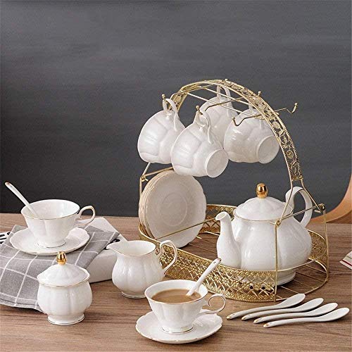 Inicio de té simple conjunto de 16 piezas del accesorio de oro de la tarde Té Vaso Juego de café de porcelana vidriada… - Imagen 5