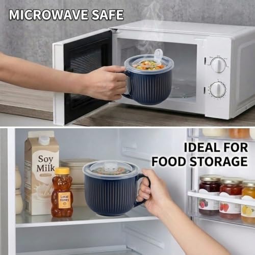 Bol à soupe en grès bleu vintage pour repas réconfortants
