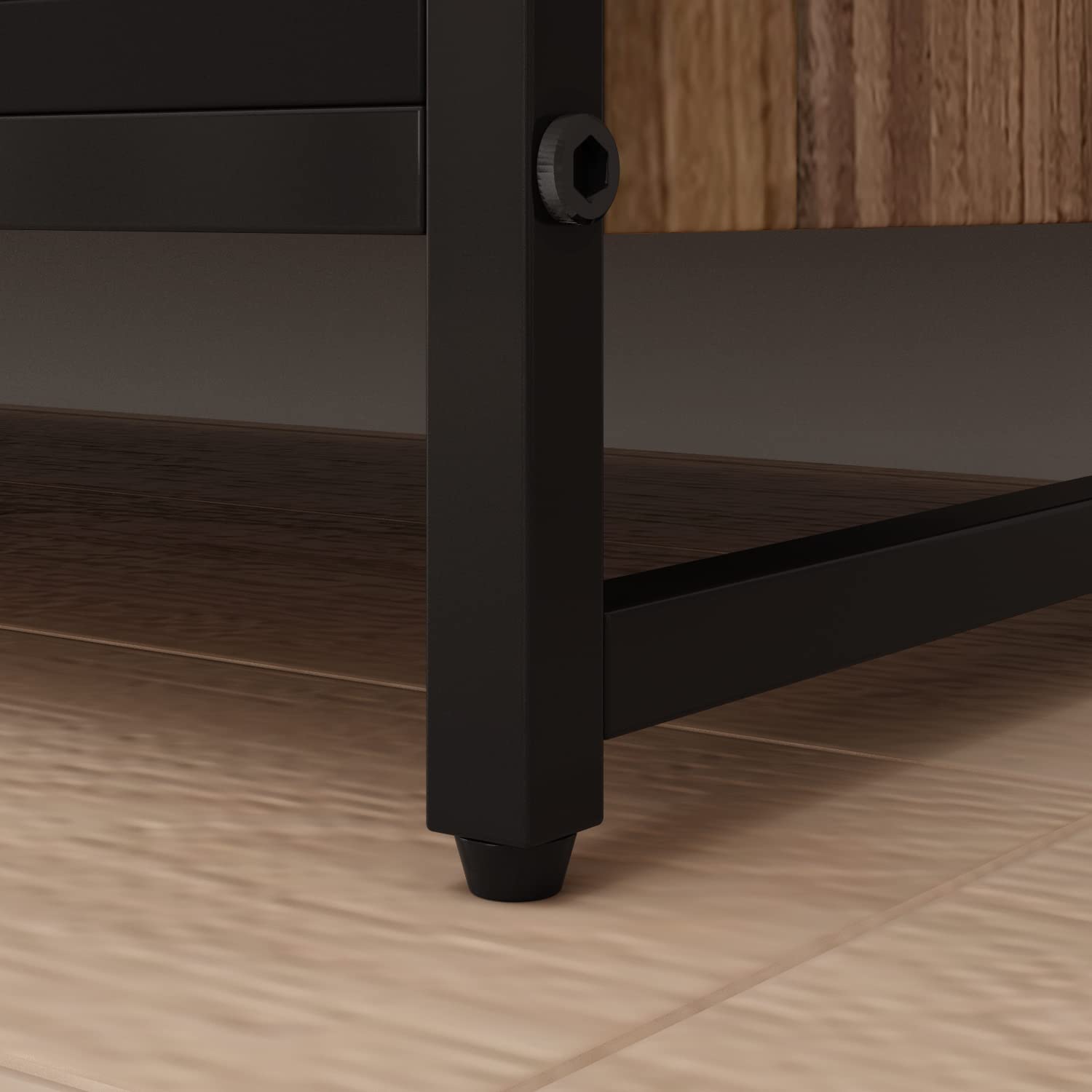 Armadietto da cucina alto a buffet, con 3 cassetti e 2 ante, stile industriale, ripiano aperto, forno a microonde, 100 x 40 x 175 cm, legno + ferro