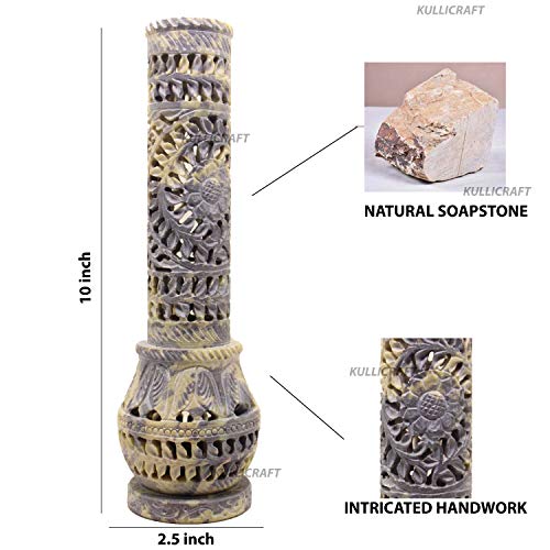 Image of Marble Carving Agarbatti Stand, Combo | Soapstone Hand-Carved, Incense Burner Holder, Ash Catcher for Incense Sticks, Spiritual Decor for Puja Room