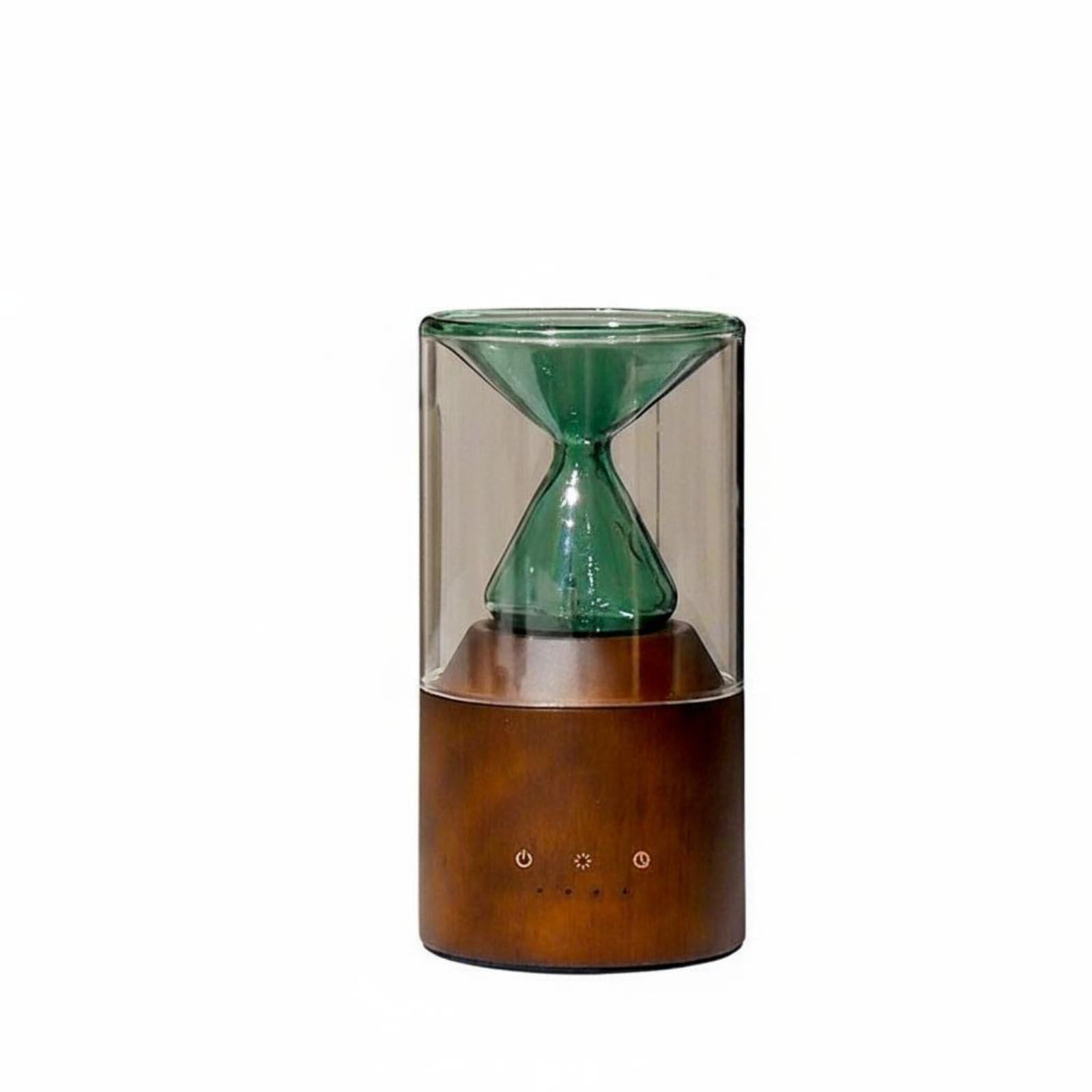 Aroma Nebulizzatore Diffusore Umidificatore Vaporizzatore con Diffusione Rapida 11-20㎡ Tecnologia a Freddo Senza Acqua Vetro E Legno di Pregio Luce a, Verde, Base Scura+Batteria