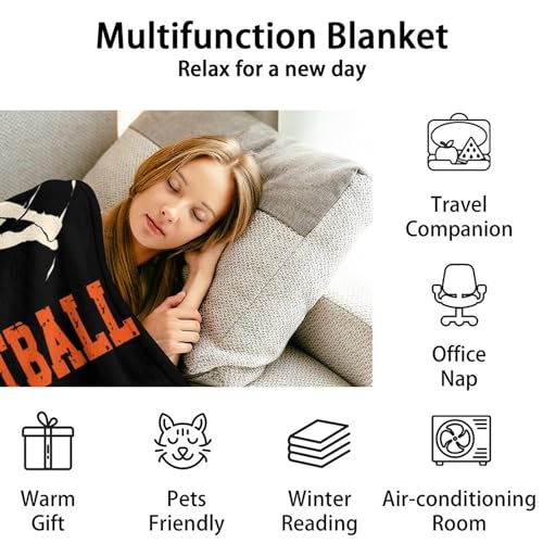 Mercuryelf Basketball Throw Blanket - Soft, Fuzzy & Warm - 60x80 Inches Flannel Blankets for Bed, Couch - Black Sports Funny Throws Gift for Men, Women