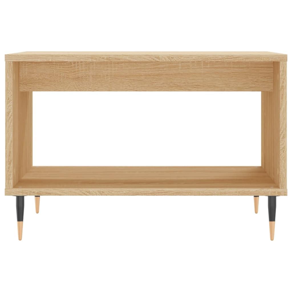 Tavolino da salotto in rovere Sonoma, 60 x 50 x 40 cm | Elegante tavolino da divano in legno con robuste gambe in ferro e pratico ripiano per il soggiorno o l'ufficio.