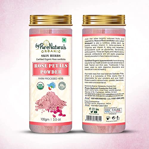 Image of byPureNaturals 100% Natural Herbal Organic Rose Petal Powder Rose Centifolia Powder Hair Growth Healthy Skin Face Care- 100gm
