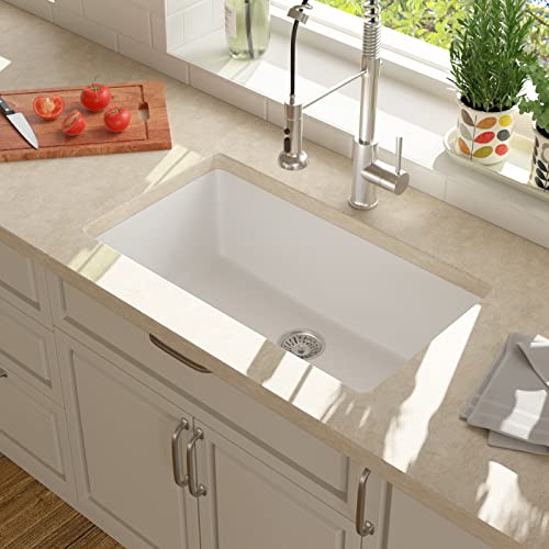 White Granite Sink 33 Inch - Lordear 33 X 19 Undermount Kitchen Sink Quartz Granite Composite White Deep Single Bowl Under Counter Kitchen Sinks #TOP1
