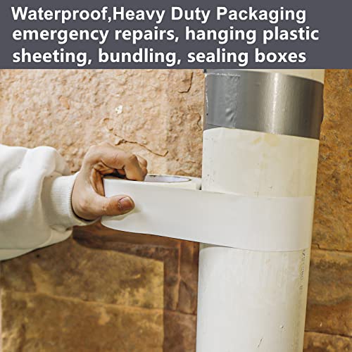 Image of COSIMIXO 1-Pack White Wide Heavy Duty Duct Tape, 4 inches x 55 Yards, Strong, Flexible, No Residue, All-Weather and Tear by Hand - Bulk Value for Repairs, Industrial, Professional Use