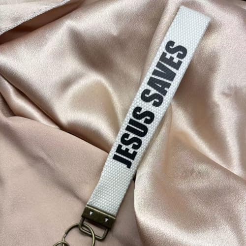 Image of Make Heaven Crowded Christian Keychain Cotton Wristlet Keychain Bronze Key Fob Soft Car Keychain Wristlet
