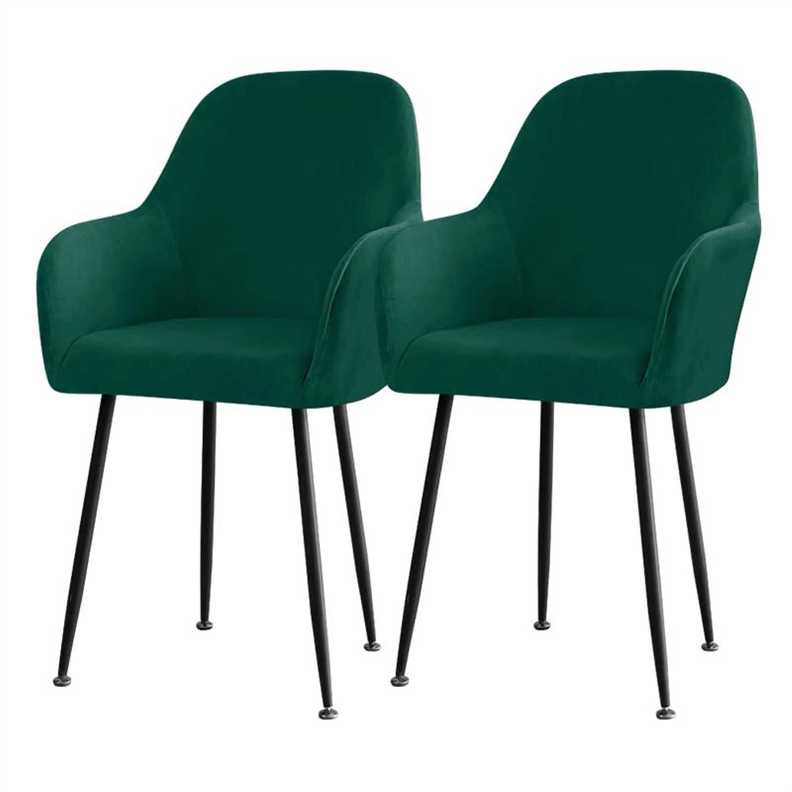 Set of 2/4/6 Velvet Dining Chair Covers Slipcovers with Wingback Arms, Stretch Office Chair Slipcovers Moderne Curved Dining Chair Protector Covers, for Bar Party Armchair (Color : Green, Size : 2)