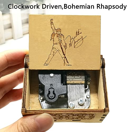 Micteney Greatest Hits Queen Music Box,Queen Bohemian Rhapsody Music Box Gifts,Queen Music Box Toys,Wooden Clockwork Driven (Queen) - Image 2