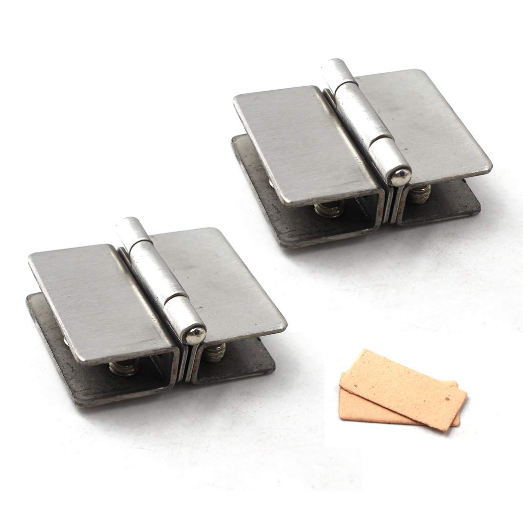 Flomore Double Hinge Big Glass Cabinet Hinges Stainless Steel Door Hinge Clamp For Shower Door Come With Screws For 8-10Mm Thickness Glass (Pack Of 2)