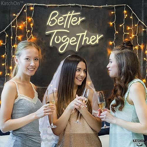 Image of KatchOn, White Better Together Neon Sign - 17x13 Inch | USB Powered Better together Led Sign | Better Together Light Up Sign | Neon Wedding Signs for Anniversary Decorations | Bridal Shower Decor