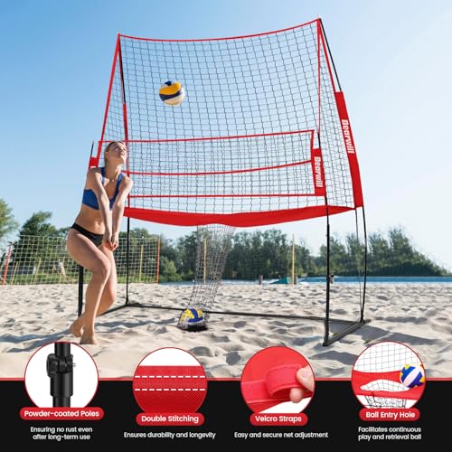 Bearwill Volleyball Training Equipment, Volleyball Practice Net System Update Freely Adjustable, Portable Volleyball Net for Backyard Indoor Outdoor Hitting Serving Passing Practice - Image 5