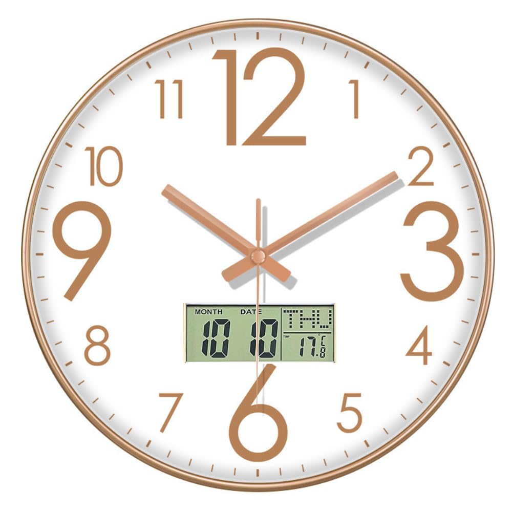 ginoya brothers Silent Non Ticking Quality Quartz Battery Operated Easy to Read Decorative Modern Design, Glass Wall Clock. (Indian Digital Clock)