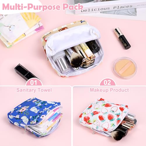 Image of Period Bag Pouch Soft Cloth Sanitary Napkin Storage Bag Portable Menstrual Pad Pouches Tampon Holder for Purse First Period Kit for Girls 9-12 (Black Striped Dog)