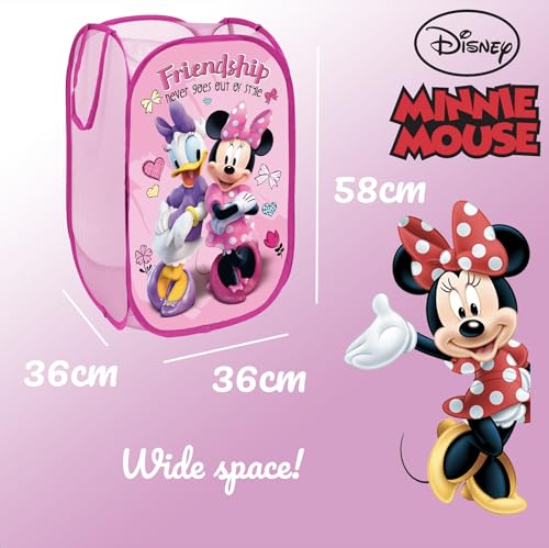 Miniatura 3 de Superdiver - Contenedor Plegable De Minnie Y Daisy, Licencia Oficial Disney: Para Guardar Y Almacenar Juguetes Y Ropa - 36x36x58 Cm - Seguro Y Fácil De Guardar. Perfecto Para Niñas.