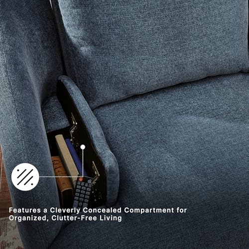 Image of Signature Design by Ashley Modmax Swivel Glider Recliner Chair, Ink Blue