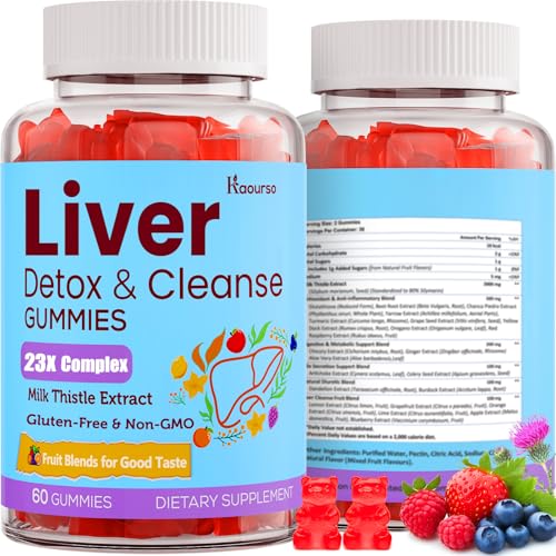 3000mg Liver Detox Repair & Cleanse Gummies | Milk Thistle 2000mg with Turmeric Dandelion Root &...