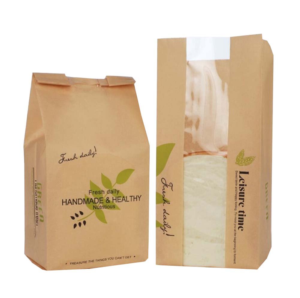 Alien Storehouse 100pcs Paper Bread Bag Food Packaging Storage Bakery Toast Bag with Window - 01