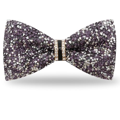 Image of Mens Rhinestone Bow Tie Pre-Tied Bow Ties for Men Adjustable Sparkle Sequin Bowtie Party Wedding